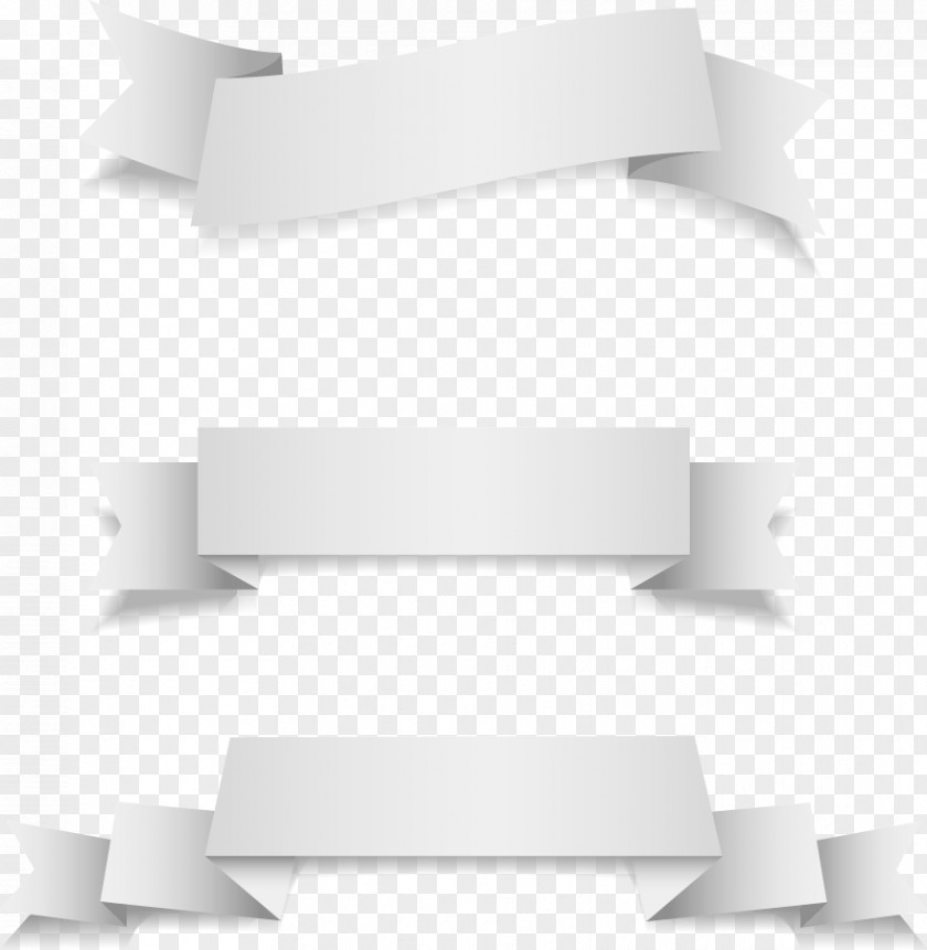 Vector Folding White Ribbon PNG