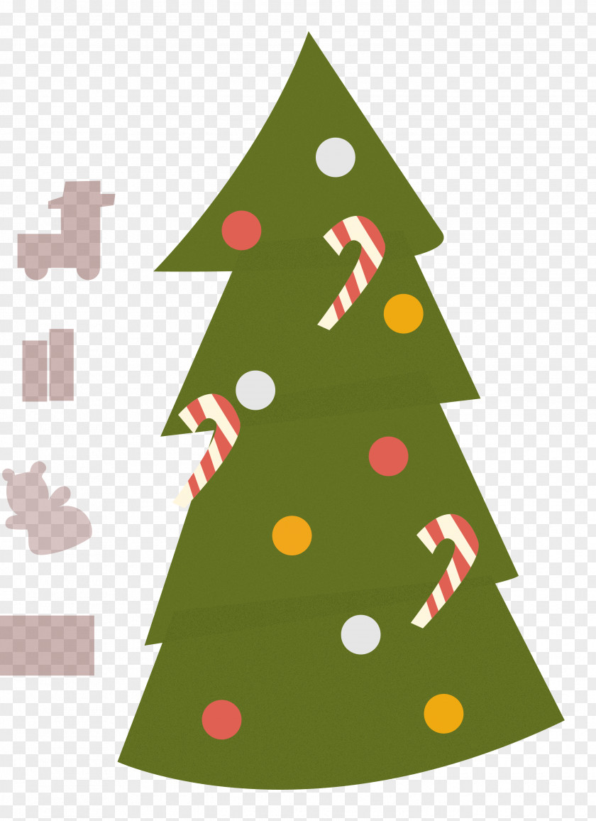 Retro Christmas Tree Santa Claus Card PNG