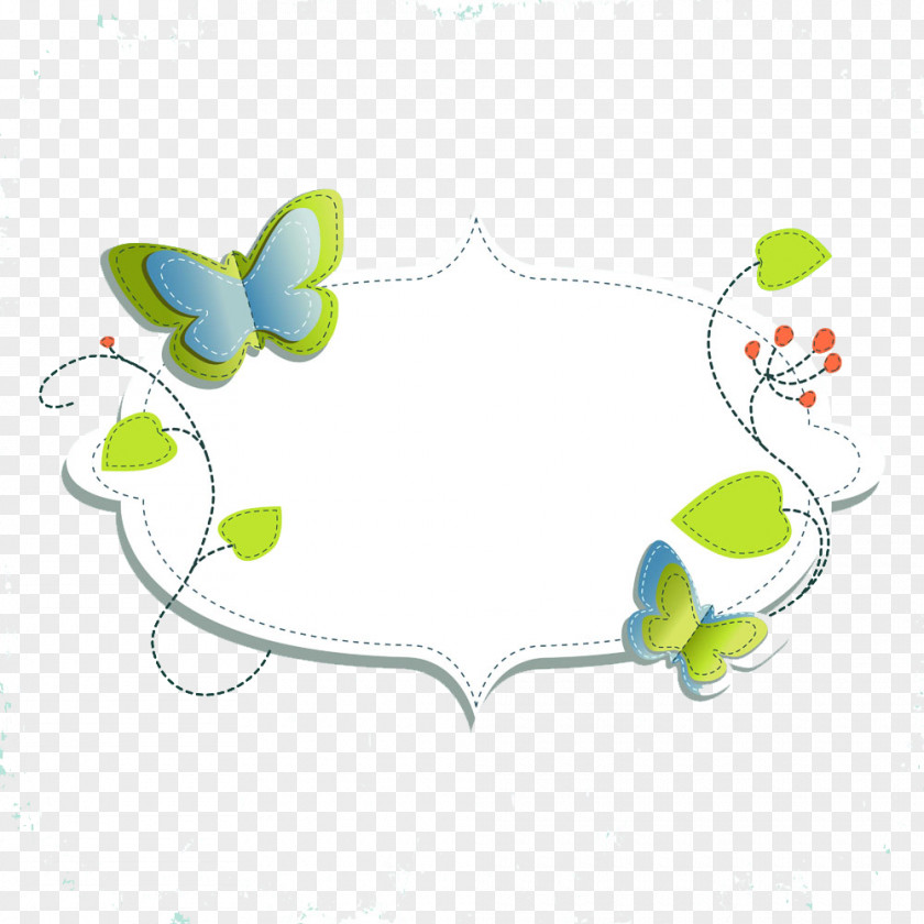 Hand-painted Butterfly Vine Border Illustration PNG