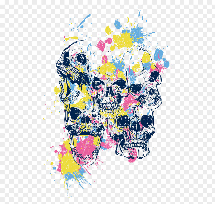Vector Skull Pattern Printed T-shirt Printing PNG