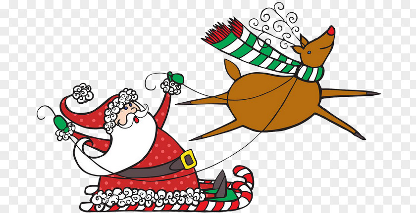 Reindeer Santa Claus Christmas Ornament Sled Clip Art PNG
