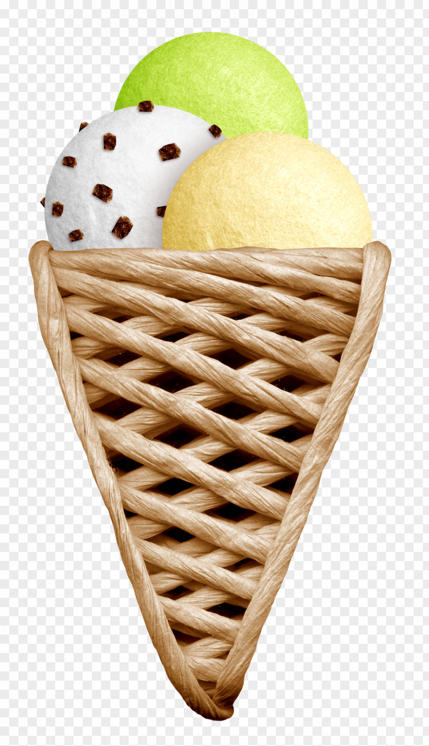 Ice Cream Cones Basket Wicker PNG