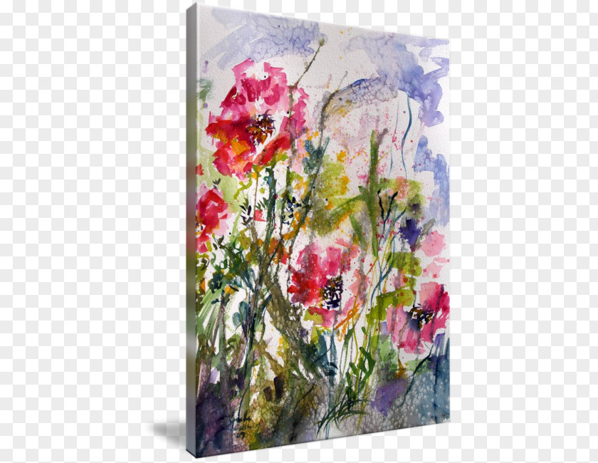 Watercolor PAINTING PINK Floral Design Painting Gallery Wrap Art Flower PNG