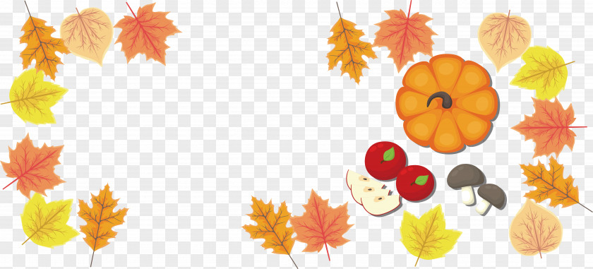 Autumn Ripe Pumpkin Fruits And Vegetables Banners Hobak-juk Maple Leaf Cucurbita Pepo PNG