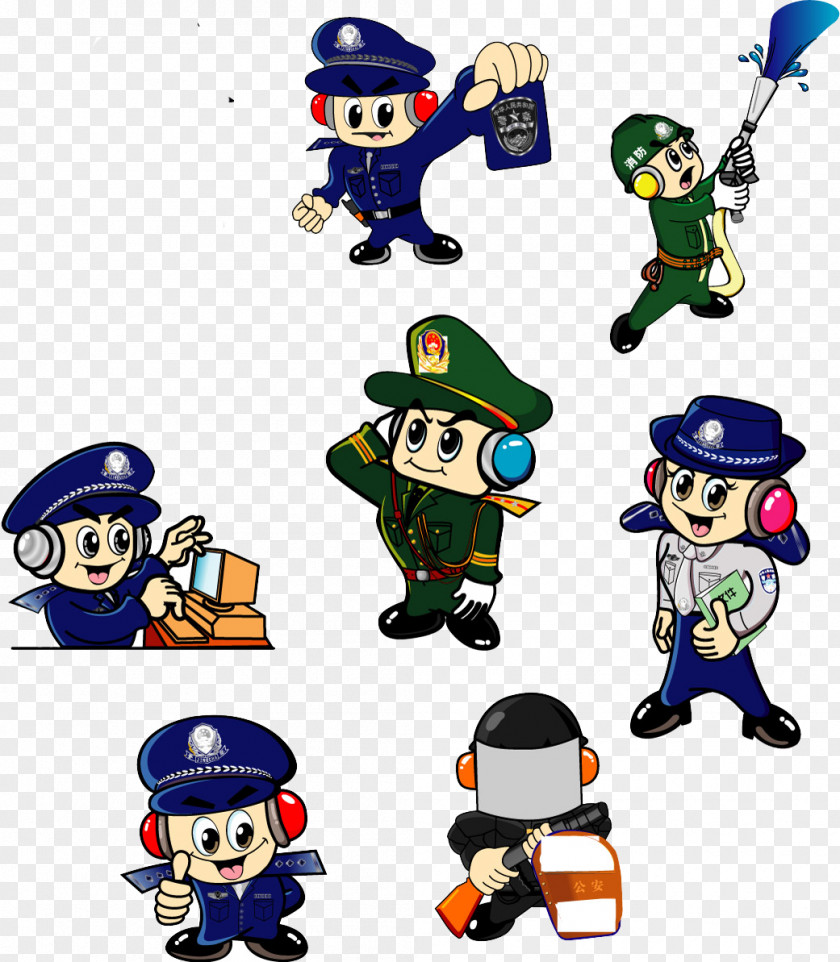 Multiple Police Officer Cartoon PNG