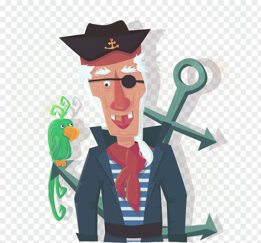 Painted Pirate With Parrot Piracy Illustration PNG
