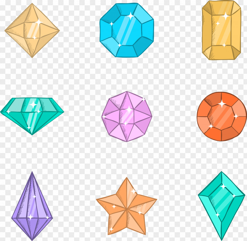 Vector Hand-painted Cartoon Diamonds Diamond Computer File PNG