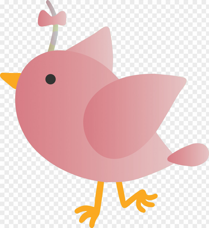 Pink Cartoon Bird Perching PNG