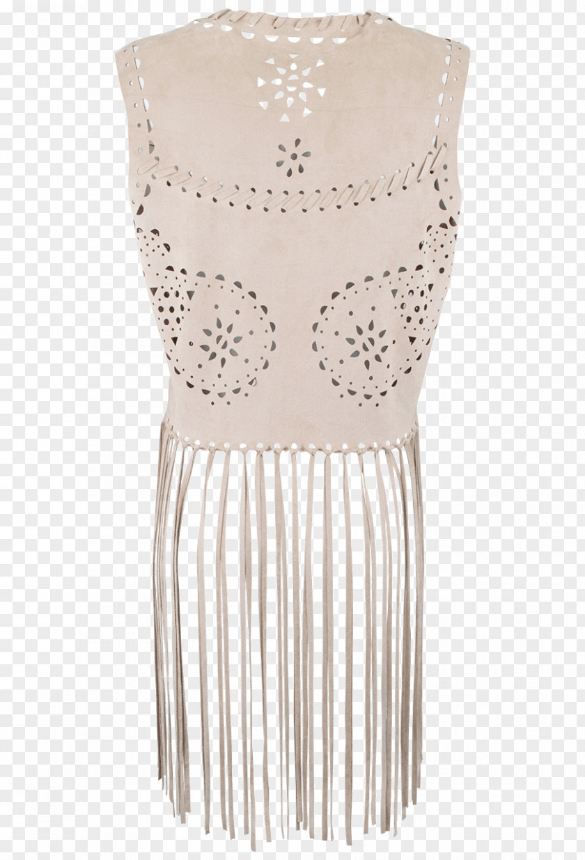 Fringe Cocktail Dress Shoulder Sleeve Beige PNG