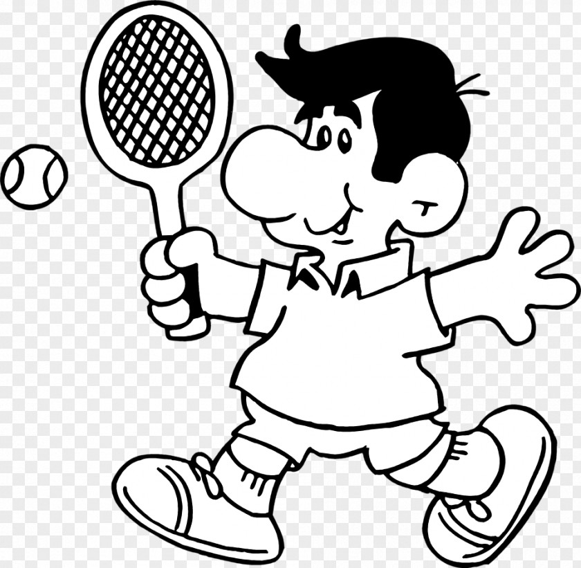 Man Tennis Cliparts Player Ball Black And White Clip Art PNG