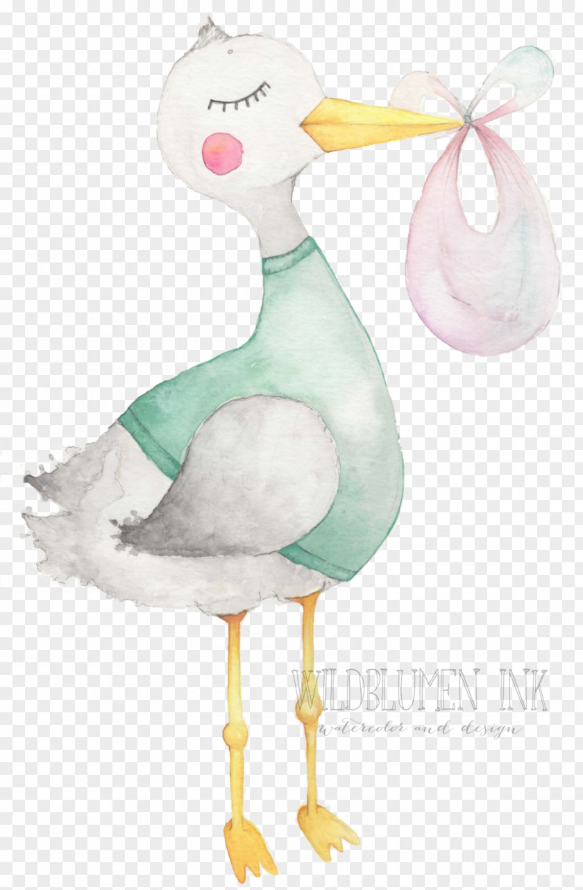 Vintage Stork Clip Art Illustration White PNG