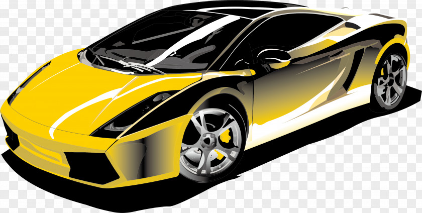Yellow Cartoon Sports Car Lamborghini Gallardo Vector Motors Corporation PNG