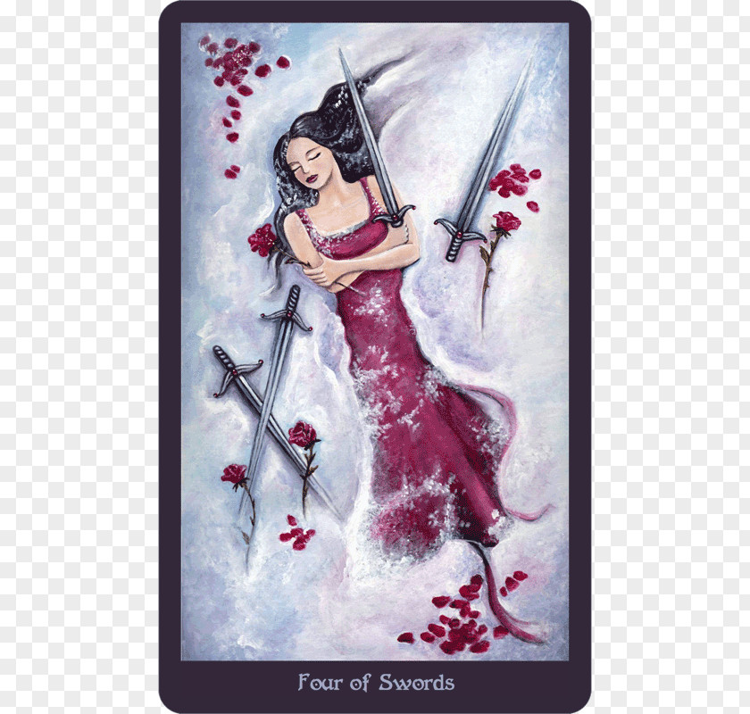 Rider Waite Tarot Crystal Visions Suit Of Swords Playing Card Four PNG