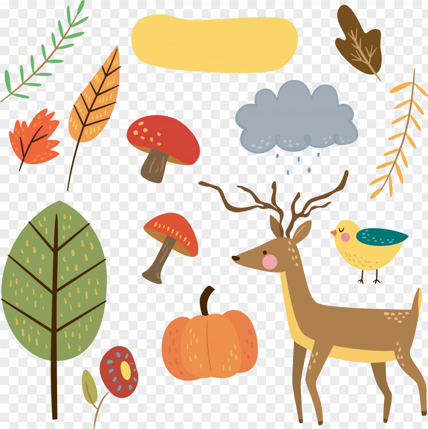 Animal Figure Plant Autumn Leaf Drawing PNG