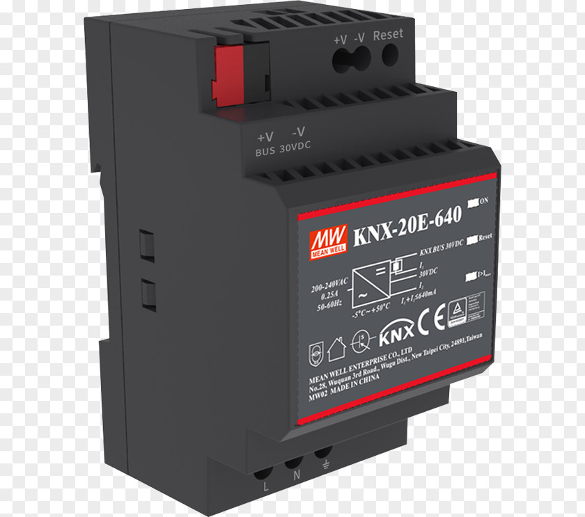Power Supply Unit Converters KNX Standard For Home And Building Control KNX-20E Series DIN Rail MEAN WELL Enterprises Co., Ltd. PNG