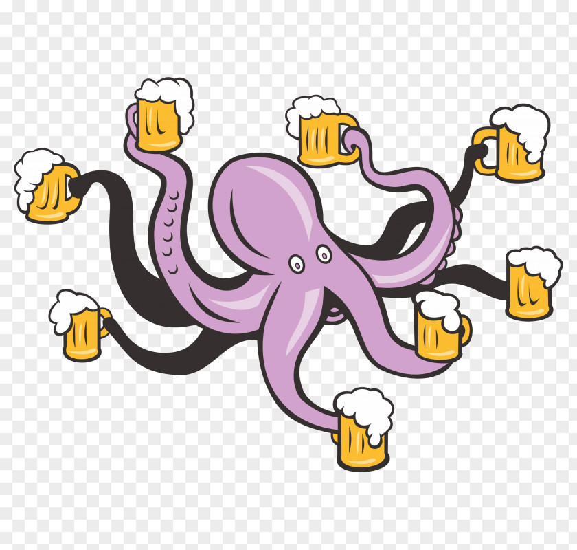 Beer Glasses Octopus Bartender PNG