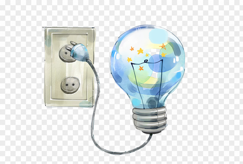 Bulb Cartoon Illustration Environmental Protection Energy Conservation Comics Watercolor Painting PNG