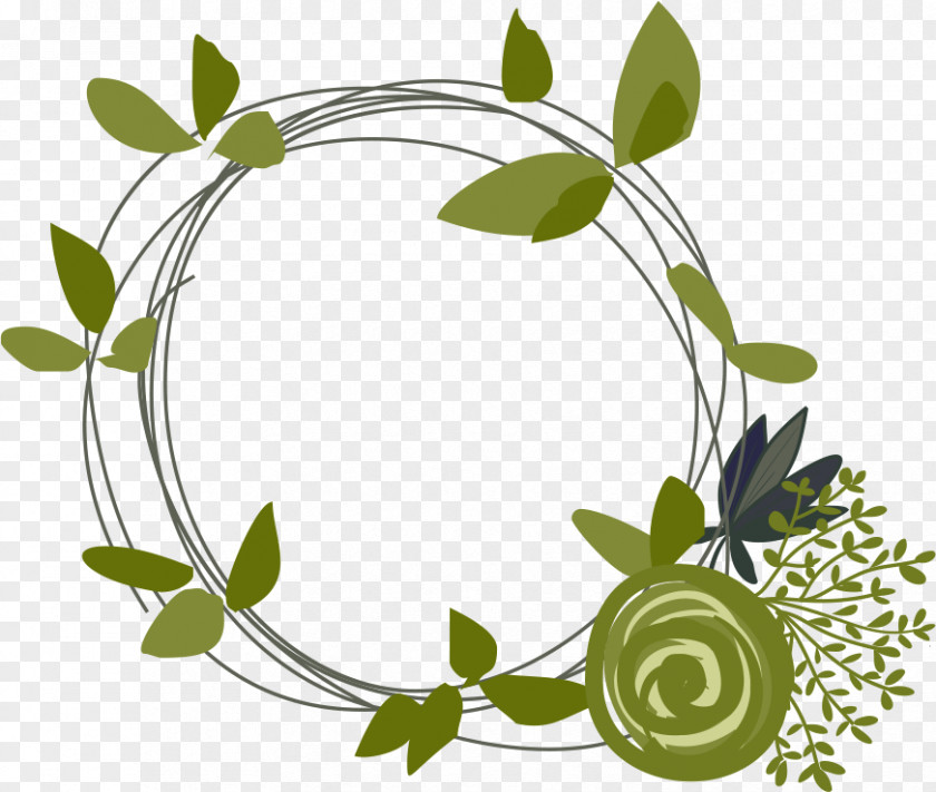 Green Leaves Ring Drawing Clip Art PNG
