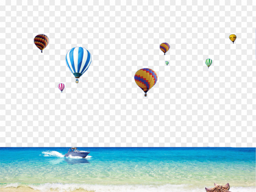 Sea Speedboat Hot Air Balloon PNG