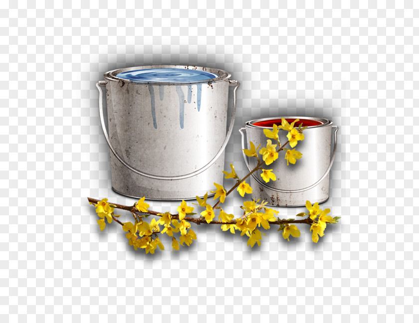 Hand-painted Bucket Painting Oil Paint PNG