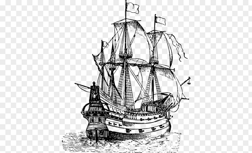 Ship Galleon Drawing Sailing PNG