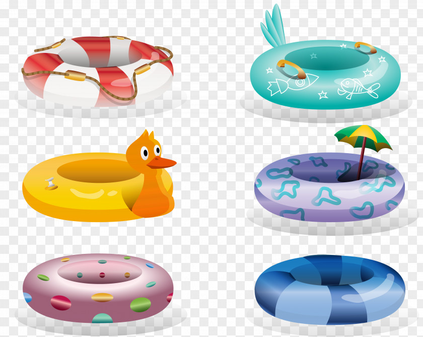 Cartoon Colored Swimming Ring Painting Swim PNG