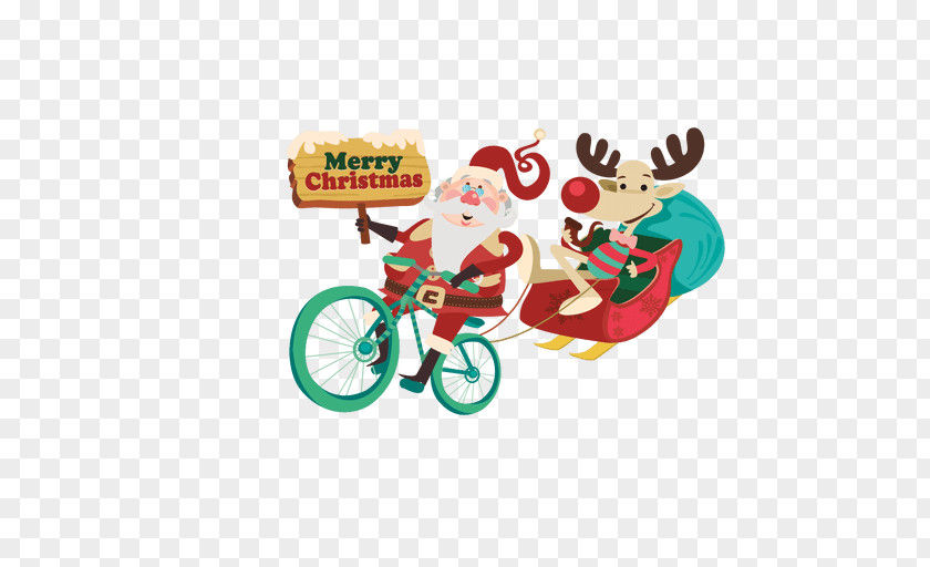 Santa Sleigh Claus Christmas Bicycle Clip Art PNG