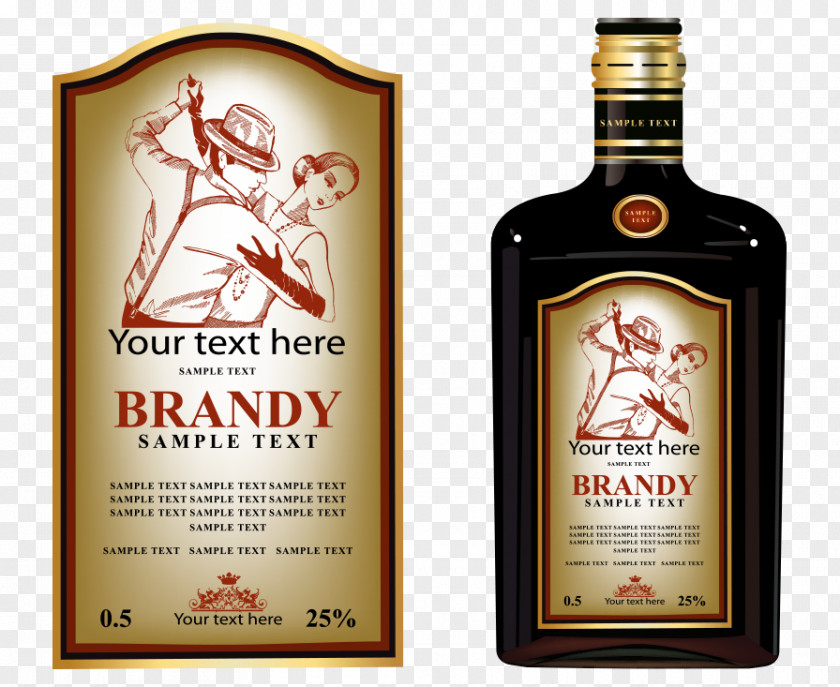 Bottle Of Brandy Distilled Beverage Wine Label PNG