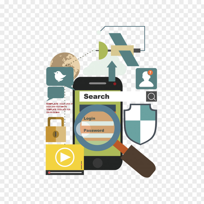 Vector Magnifier And Mobile Phones Graphic Design Magnifying Glass PNG