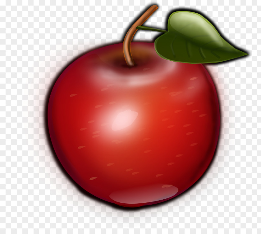 Big Red Apple With Leaves Clip Art PNG