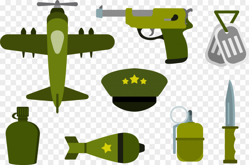 Green Army Equipment Airplane Military Soldier PNG