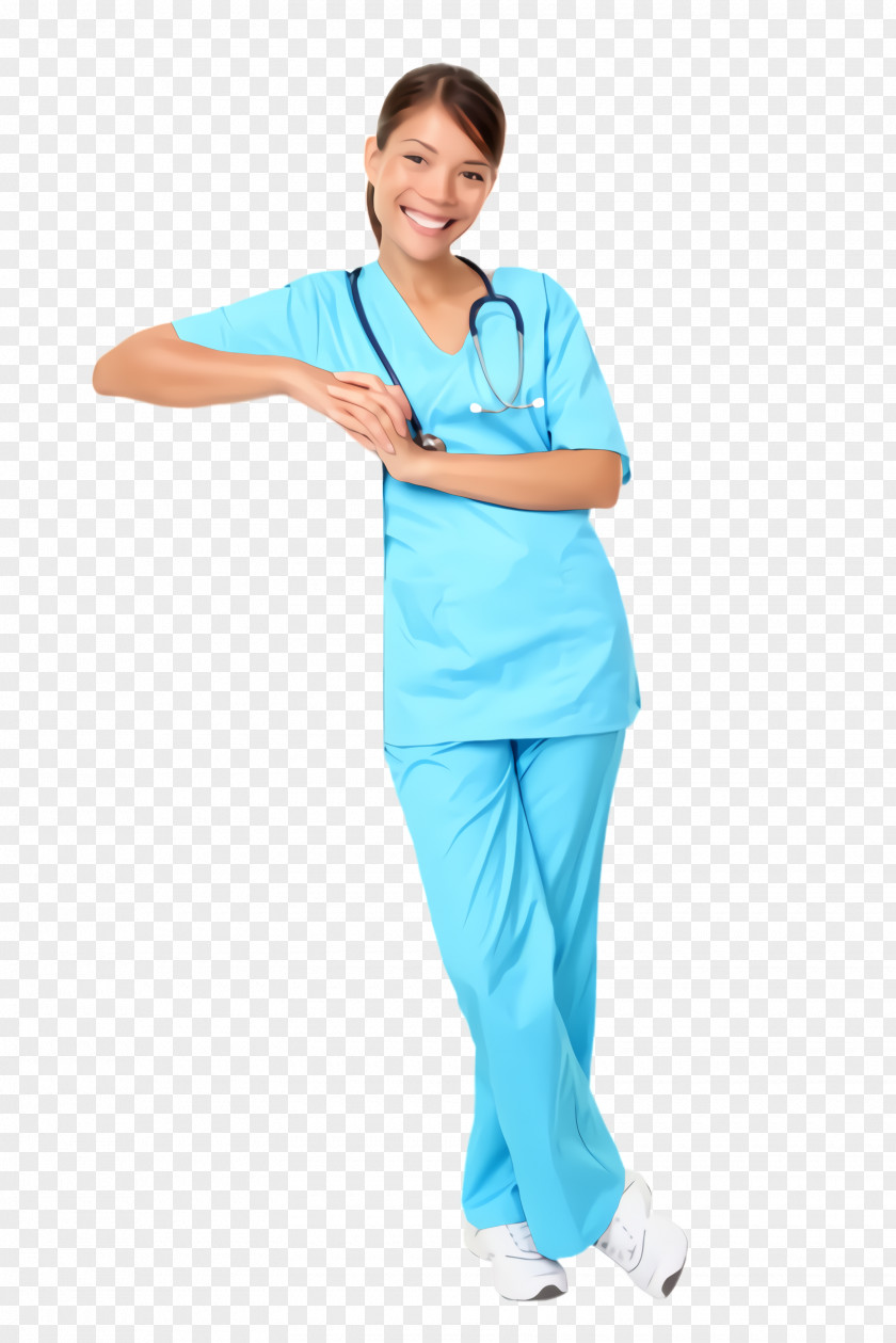 Neck Costume Clothing Scrubs Standing Turquoise Hospital Gown PNG
