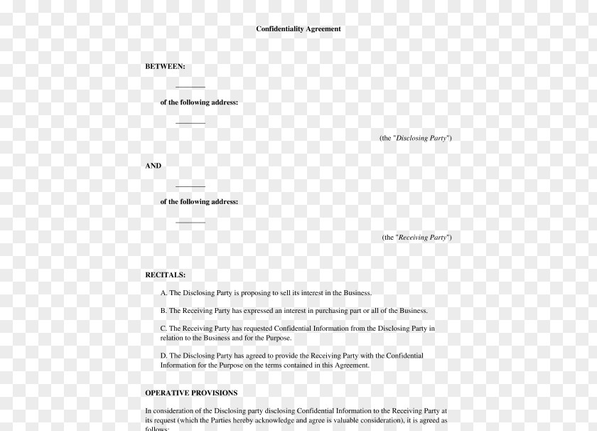 Business Document Letter Of Intent Hotel Form PNG