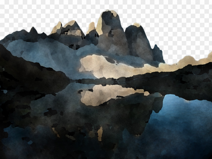 Glacial Landform Formation Nature Rock Natural Landscape Watercolor Paint Reflection PNG