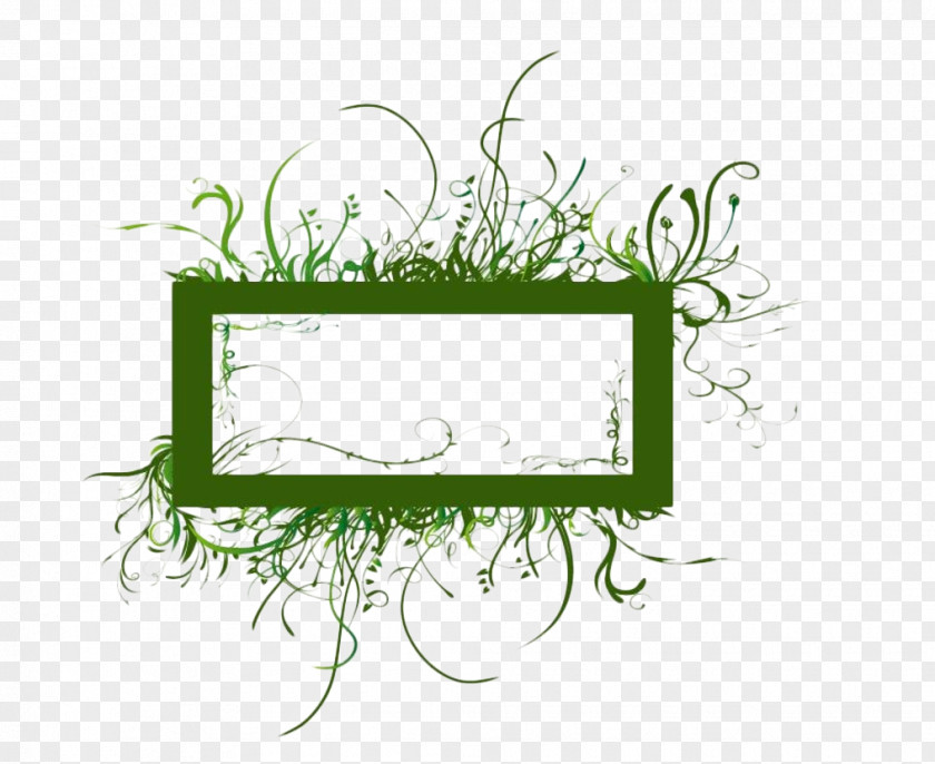 Green Leaf Frame Free Button Material Picture PNG