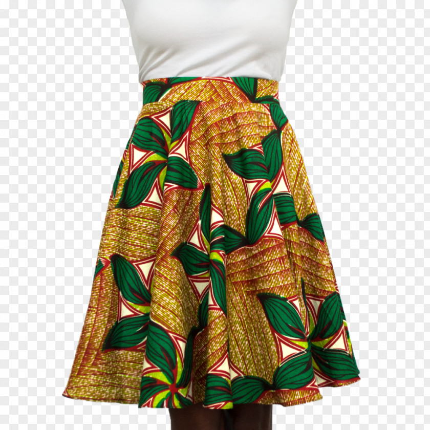 Leaves Circle Denim Skirt African Wax Prints Dress A-line PNG