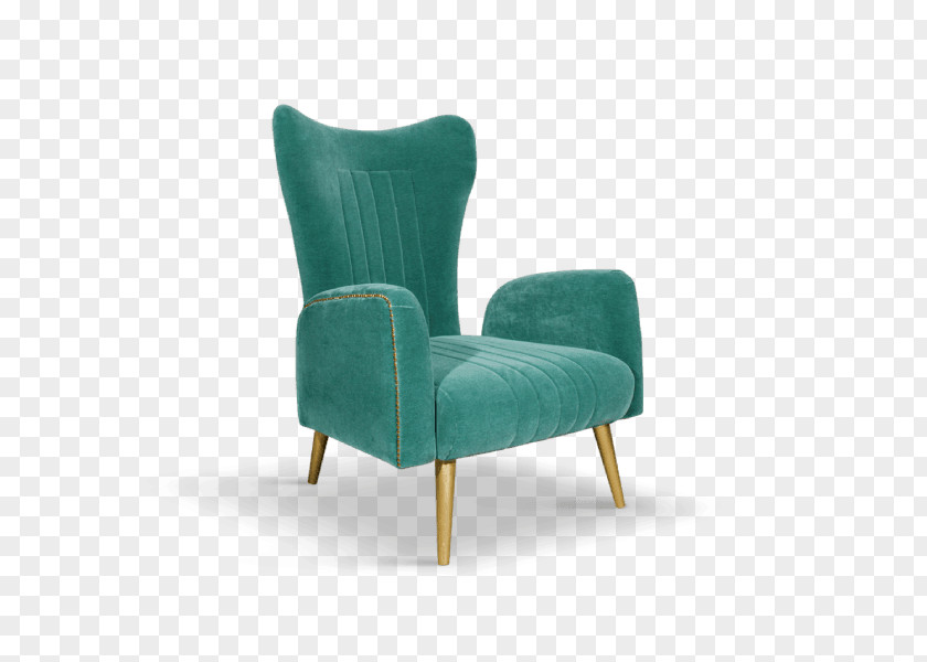Club Chair Teal Light Green Background PNG