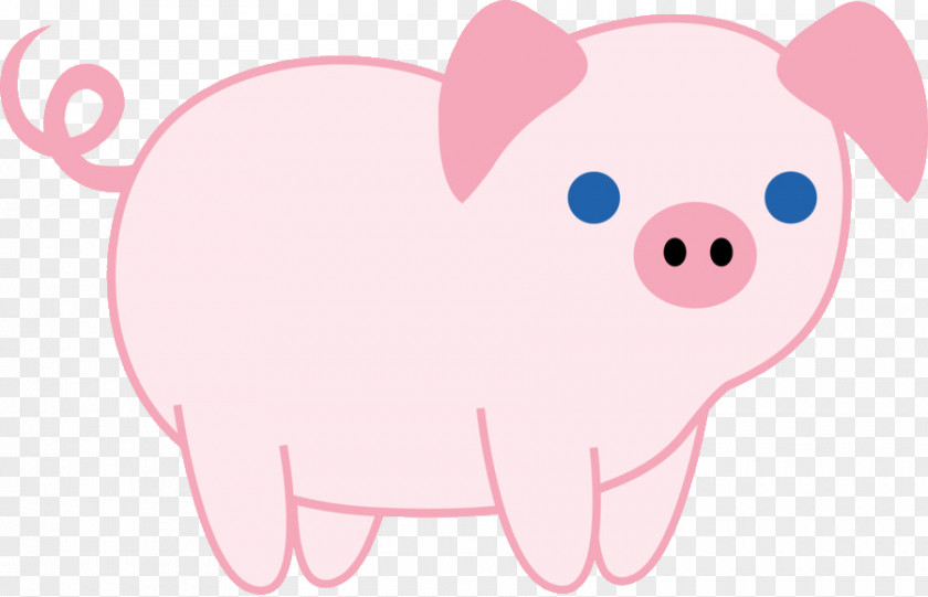 Livestock Animal Figure Pink Domestic Pig Cartoon Snout Clip Art PNG