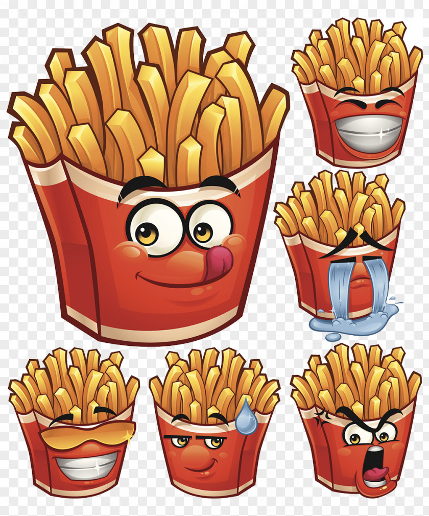 Cartoon Fries French Hamburger Fast Food PNG