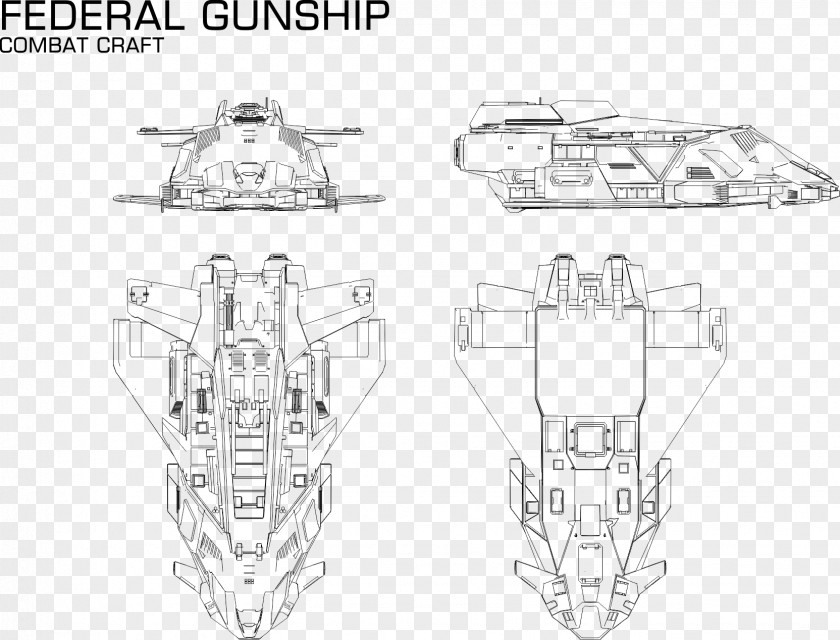 Elite Dangerous: Horizons Gunship Drawing Line Art Sketch PNG