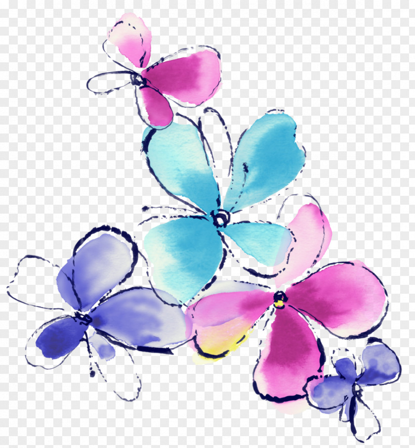 Flowers Watercolor Painting Butterfly Flower PNG