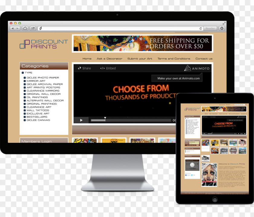 Discount Posters Responsive Web Design Development Hosting Service PNG