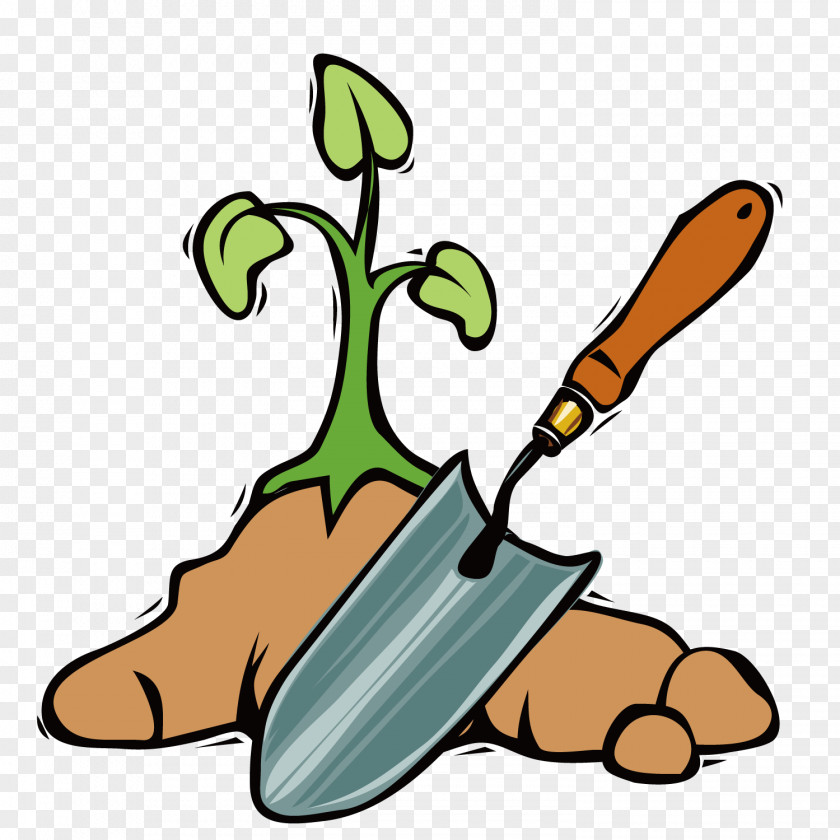 Hand-painted Shovel Gardener Garden Tool Spade Clip Art PNG