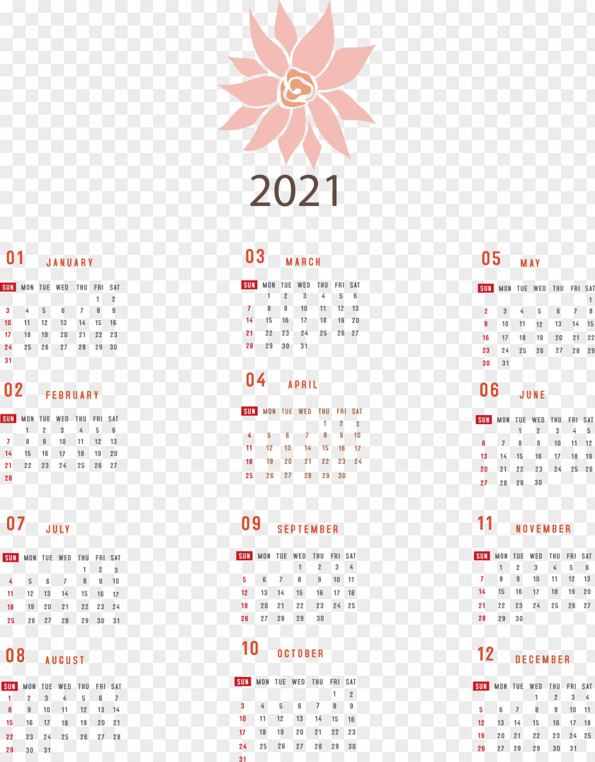 Printable 2021 Yearly Calendar PNG