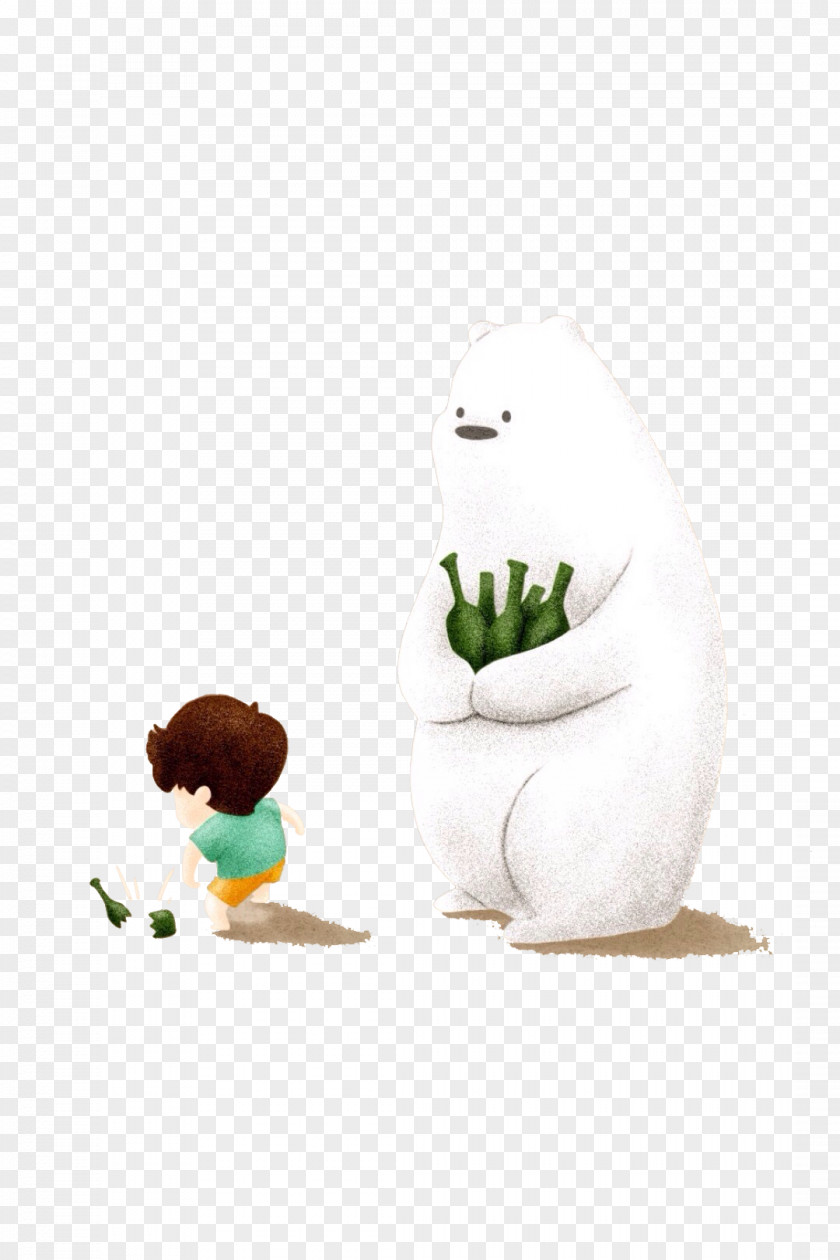 Children And Great Pyrenees Bear Illustration PNG