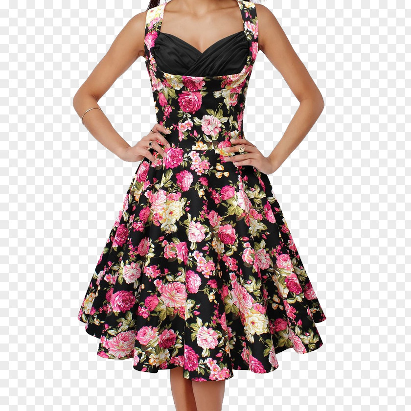 Floral Dress Free Download 1950s Vintage Clothing Retro Style PNG