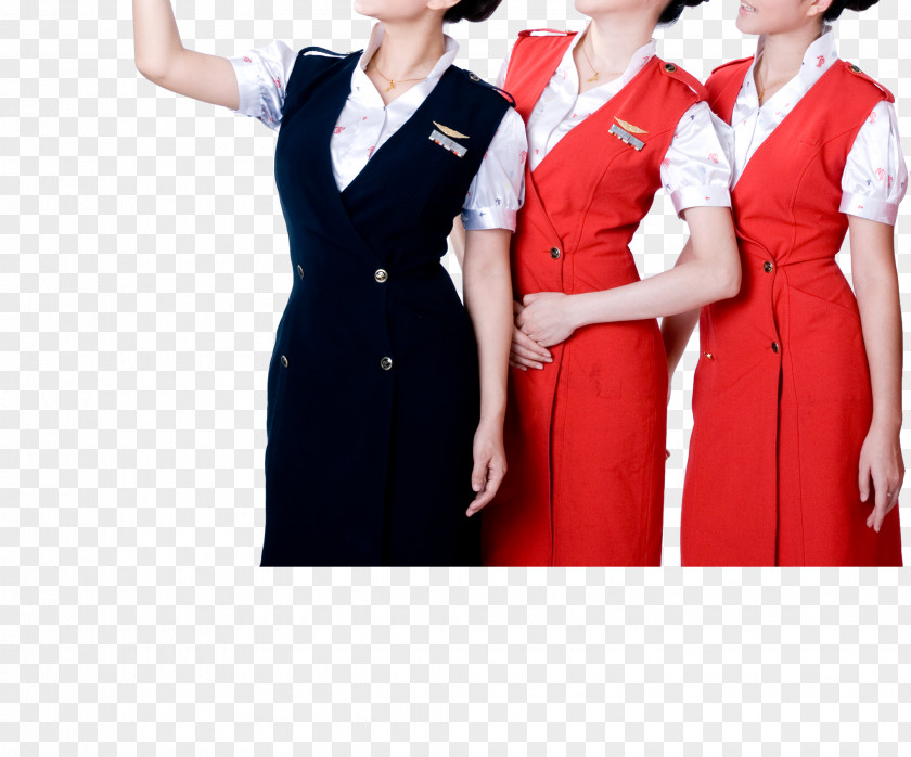 2017 Red Dress In Black Hostesses Airline Aviation Uniform Business Transport PNG