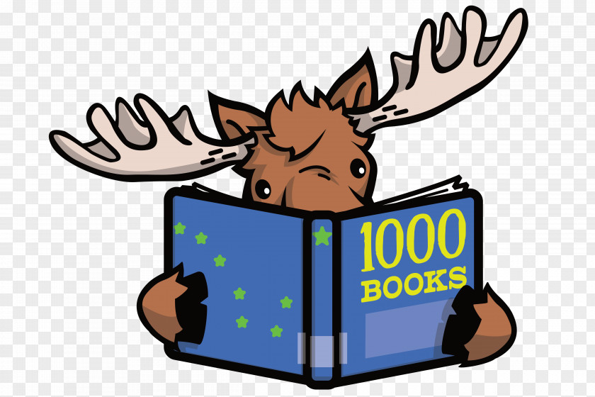 Reindeer Moose Book Reading Clip Art PNG