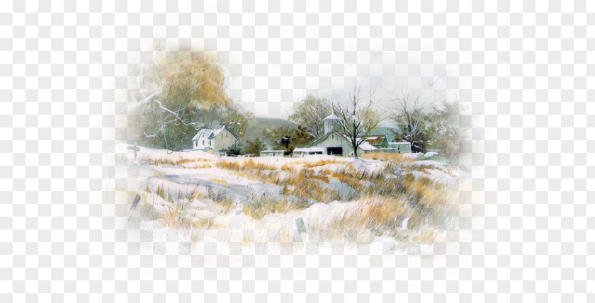 Winter Forest Watercolor Desktop Wallpaper Snow Landscape Easygoing PNG