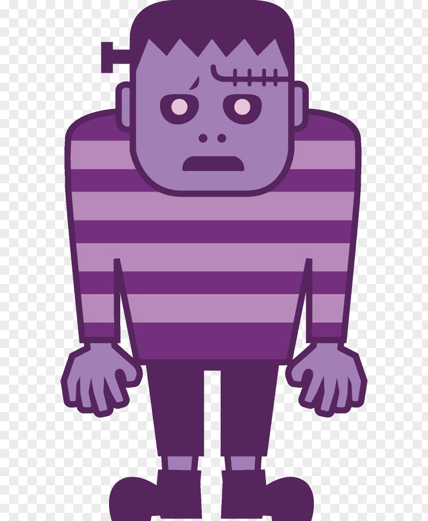 Magenta Robot Monster Halloween PNG